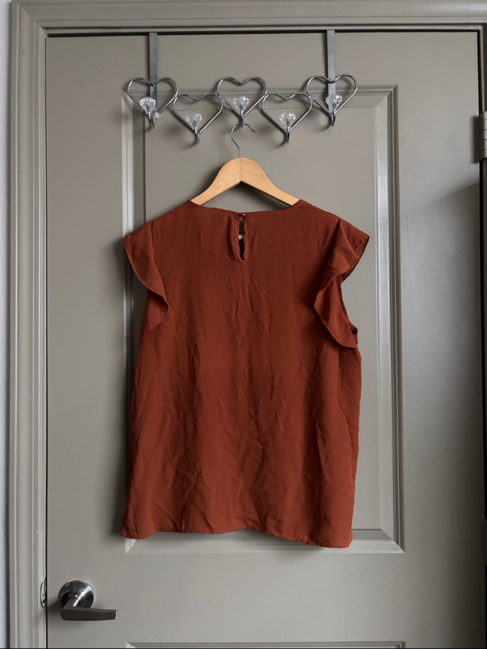 SHEIN Rust Ruffle Cap Sleeve Blouse - Picture 3 of 3